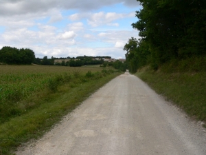 Chemin actuel (en 2007), où passait la voie ferrée des chemins économiques, Verrières le Bourg de Brie. Au fond le village de Verrières (Ph. G. BRANCHUT)