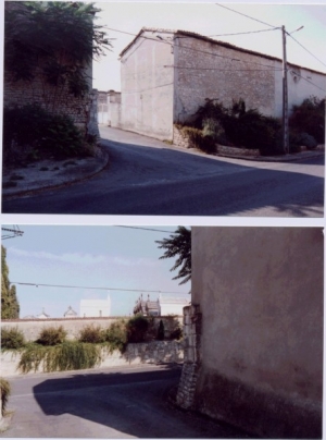 L'entrée du Logis vue de l'intérieur et de l'extérieur en 1993. On aperçoit les piliers qui tenaient le porche. (Ph. G. BRANCHUT)