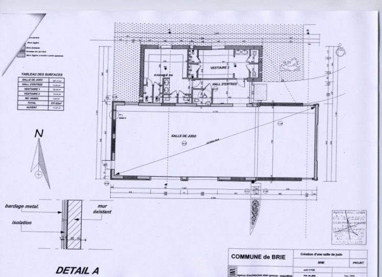 Plan du Permis de Construire du DOJO (Archives Mairie)