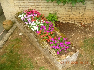 Un des sarcophages en pierre chez un particulier au Bourg de Brie